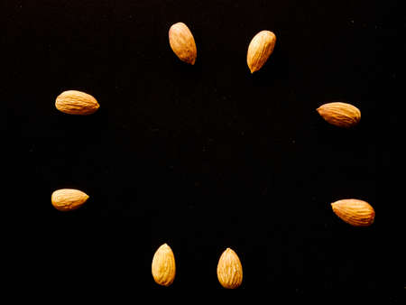 Almonds seed isolated background. almond beans snackの写真素材