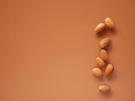 Almonds isolated on background, nut beans
