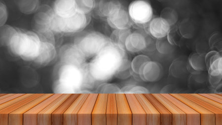 Wood table top on bokeh light abstract background can be used for montage or display your products