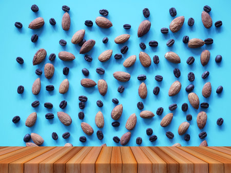 almond and coffee beans background