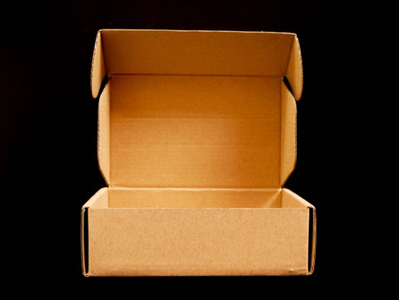 brown paper box on black background