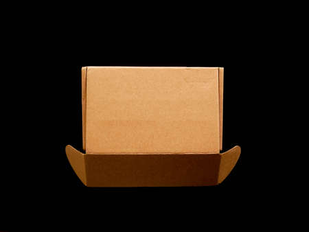 brown paper box isolated on backgroundの写真素材