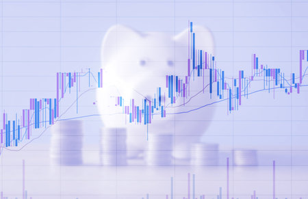 graph coins stock finance and business conceptの写真素材