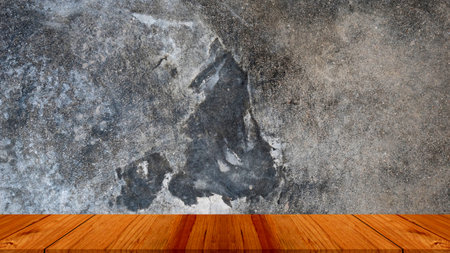wood plank or wood floor with concrete wall texture background use for product display