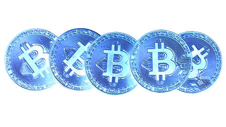 Close up of gold bitcoin for background with selective focusの写真素材