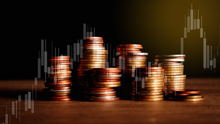 bitcoin with trading graph, financial investment concept can be use as background