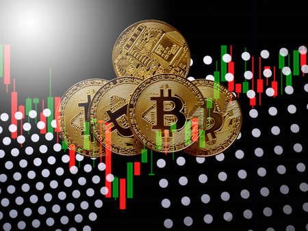 bitcoin with trading graph, financial investment concept can be use as backgroundの写真素材