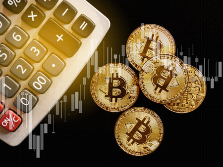 bitcoin with trading graph, financial investment concept can be use as background