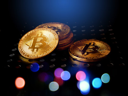 bitcoin with trading graph, financial investment concept can be use as backgroundの写真素材