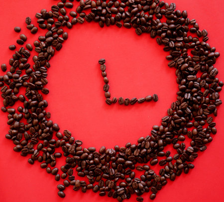 Black coffee cup on background with Coffee beans