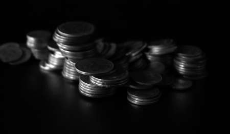 stacks of coin on black background, business bankingの写真素材