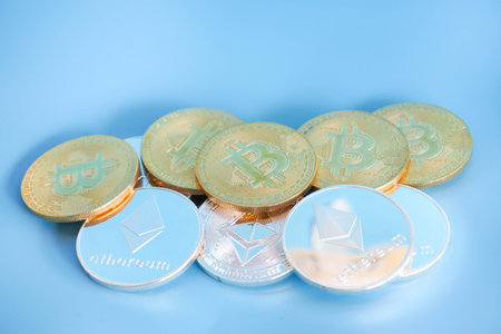 bitcoin concept digital money background with selective focus