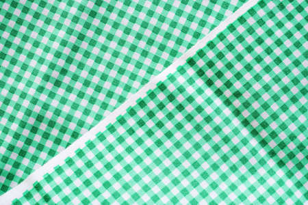 Classic green plaid fabric or tablecloth backgroundの写真素材
