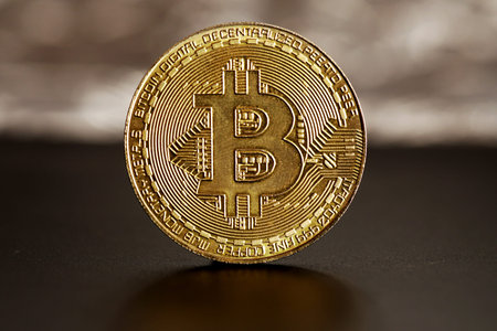 bitcoin cryptography digital money, coins and moneyの写真素材