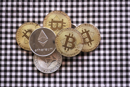 bitcoin cryptography concept digital money, coins and money