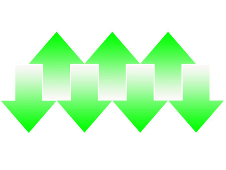 Green arrows on a white background. Vector illustrationの写真素材