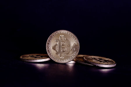 Bitcoin is a modern way of exchange and this crypto currency is a convenient means of payment in the financialの写真素材
