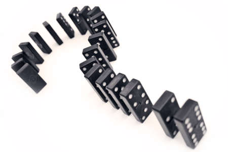 Question mark made from dominoes balanced on endの写真素材