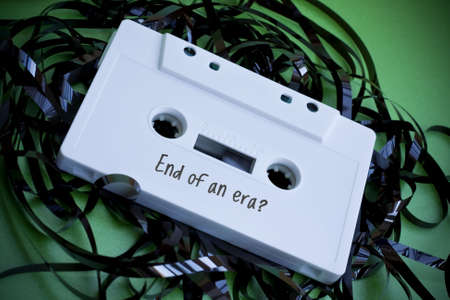 End of an era written on audio cassetteの写真素材