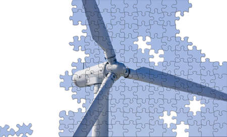 Solution to climate change puzzle with copy spaceの写真素材