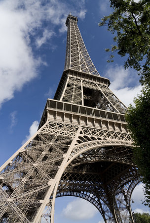 The Eiffel Tower in Paris from below