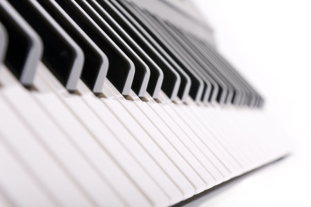 Detail of keyboard keys with diminishing perspective