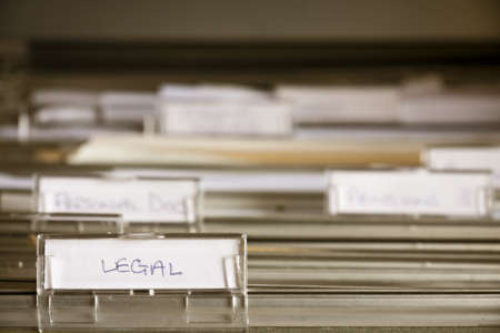 Label on legal file in filing cabinetの写真素材