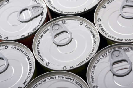 Recyclable message printed on tin can lidsの写真素材