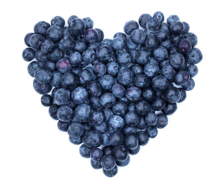 Blueberry heart shape symbol concept for healthy eating and lifestyleの写真素材