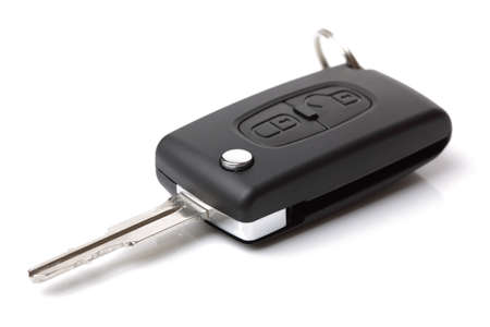 Car key with remote on white backgroundの写真素材