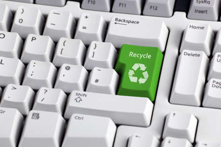 Recycling concept - recycle enter key on computer keyboardの写真素材