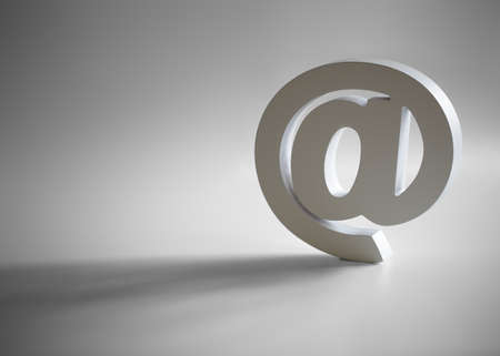 White e-mail @ symbol with shadow and copy spaceの写真素材