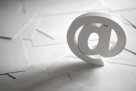 Email symbol on business letters concept for internet, contact us and e-mail addressの写真素材