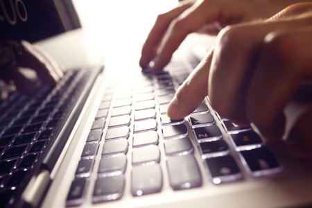 Businessman using laptop computer