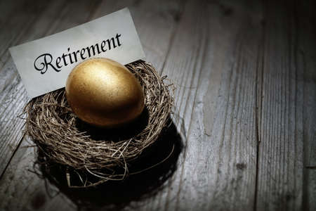 Golden nest egg concept for retirement savingsの写真素材