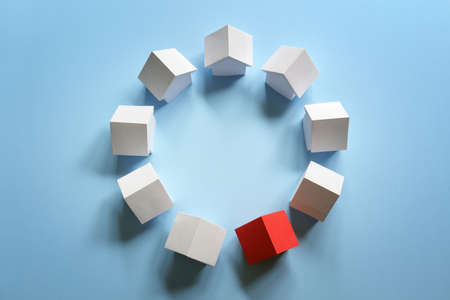 Choosing the right real estate property, house or new home in a housing development or communityの写真素材