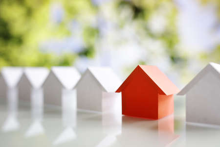 Choosing the right real estate property, house or new home in a housing development or communityの写真素材