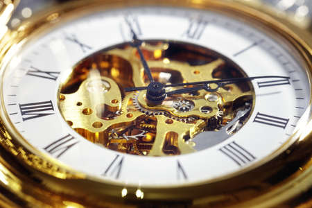 Gold vintage pocket watch close up concept for timeの写真素材
