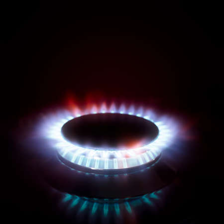 Gas stove burner or cooker hob background with copy spaceの写真素材