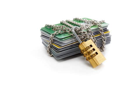 Credit card data security lock and chain