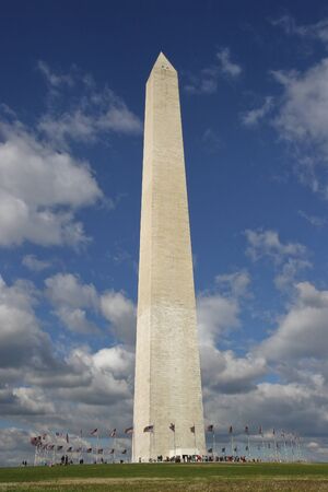 The Washington Monument is an obelisk near the west end of the National Mall in Washington, D.C., built to commemorate the first U.S. president, General George Washington.のeditorial素材
