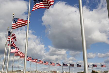The Washington Monument is an obelisk near the west end of the National Mall in Washington, D.C., built to commemorate the first U.S. president, General George Washington.の写真素材