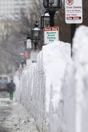 Snow covered the street of cityの写真素材