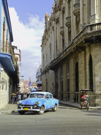 Antique car on the old street in Havana, Cubaのeditorial素材