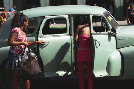 Antique car on the street in Havana, Cubaのeditorial素材