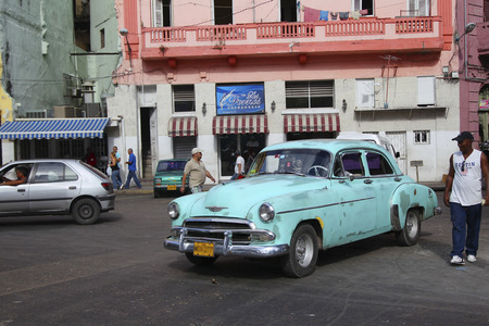 Antique car on the street in Havana, Cubaのeditorial素材