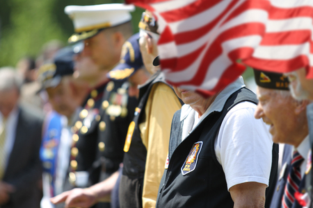 Soldiers and Veterans at Memorial Day Ceremonyのeditorial素材