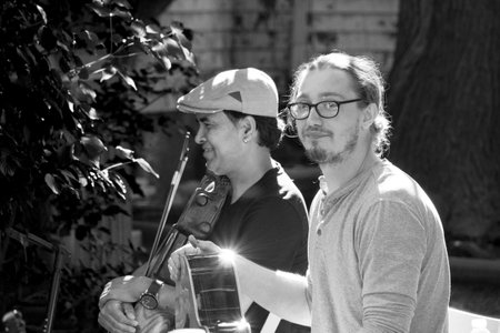 Nepalese Musician Shyam Nepali played sarangi and Charlie Giargiari played guitar at Cambridge, MA , Sunday, on September 19th, 2021
Shyam Nepali is a fifth-generation Sarangi musician; Charlie Giargiari is a Bostonian guitarist â together their music tのeditorial素材