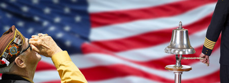 Ring the Bell and Flag  Veterans Day Celebration, on Veterans Day, November 11, at 11 a.m., the bell will ring eleven timesのeditorial素材