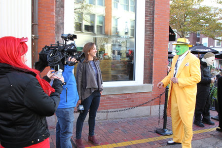 Salem, MA, US. October 30, 2022: People visiting the annual Haunted Happenings event held during the month of October in celebration of the town's history of witch trials and Halloのeditorial素材